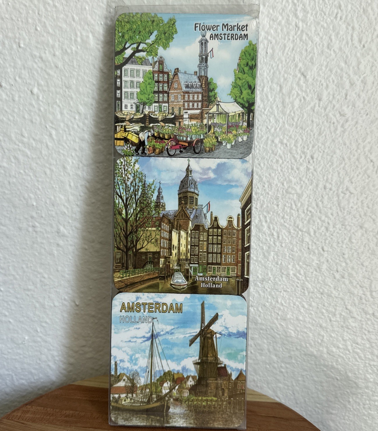 Vintage Souvenir Amsterdam Holland Coasters Colorful Art Drawings Set of 6 NOS Vintage Souvenir Amsterdam Holland Coasters Colorful Art Drawings Set of 6 NOS
