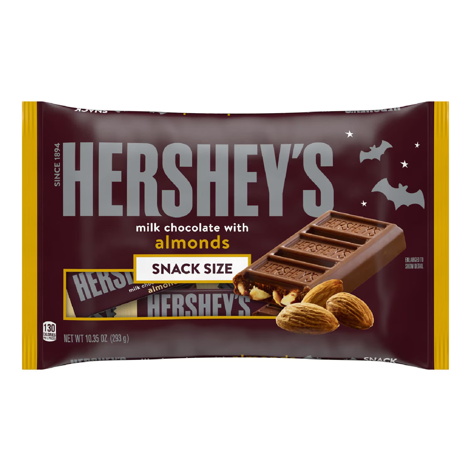 Hershey's Milk Chocolate with Almonds Snack Size Halloween Candy Bag 10.35 oz Hershey's Milk Chocolate with Almonds Snack Size Halloween Candy Bag 10.35 oz