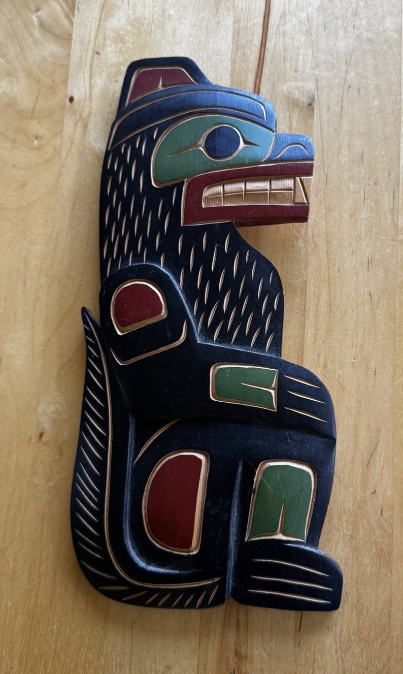 Vintage Coast Salish North Vancouver Cedar Wolf Wall Plaque Charles August ‘97