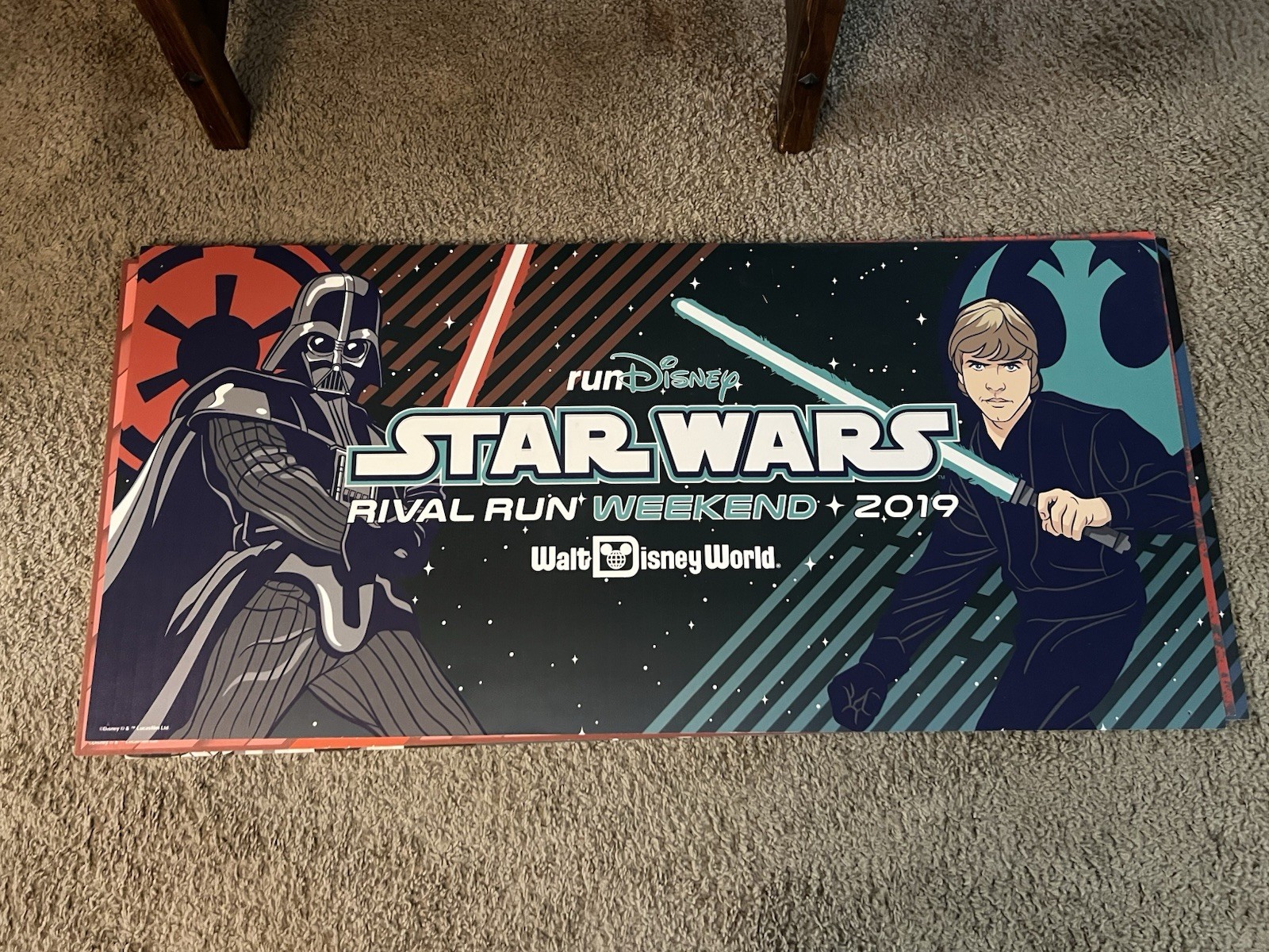 WDW runDisney 2019 Star Wars Rival Run Luke vs Darth Vader Park Sign 47x22⁠