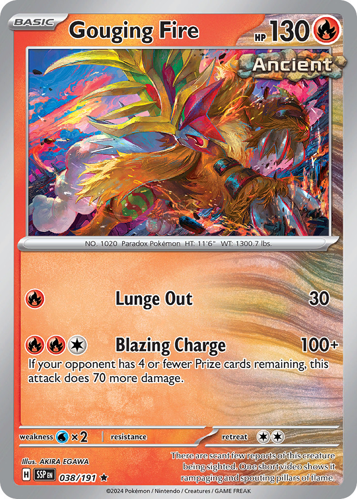 GOUGING FIRE R REVERSE HOLO 038/191 SURGING SPARKS POKEMON NM/M2
