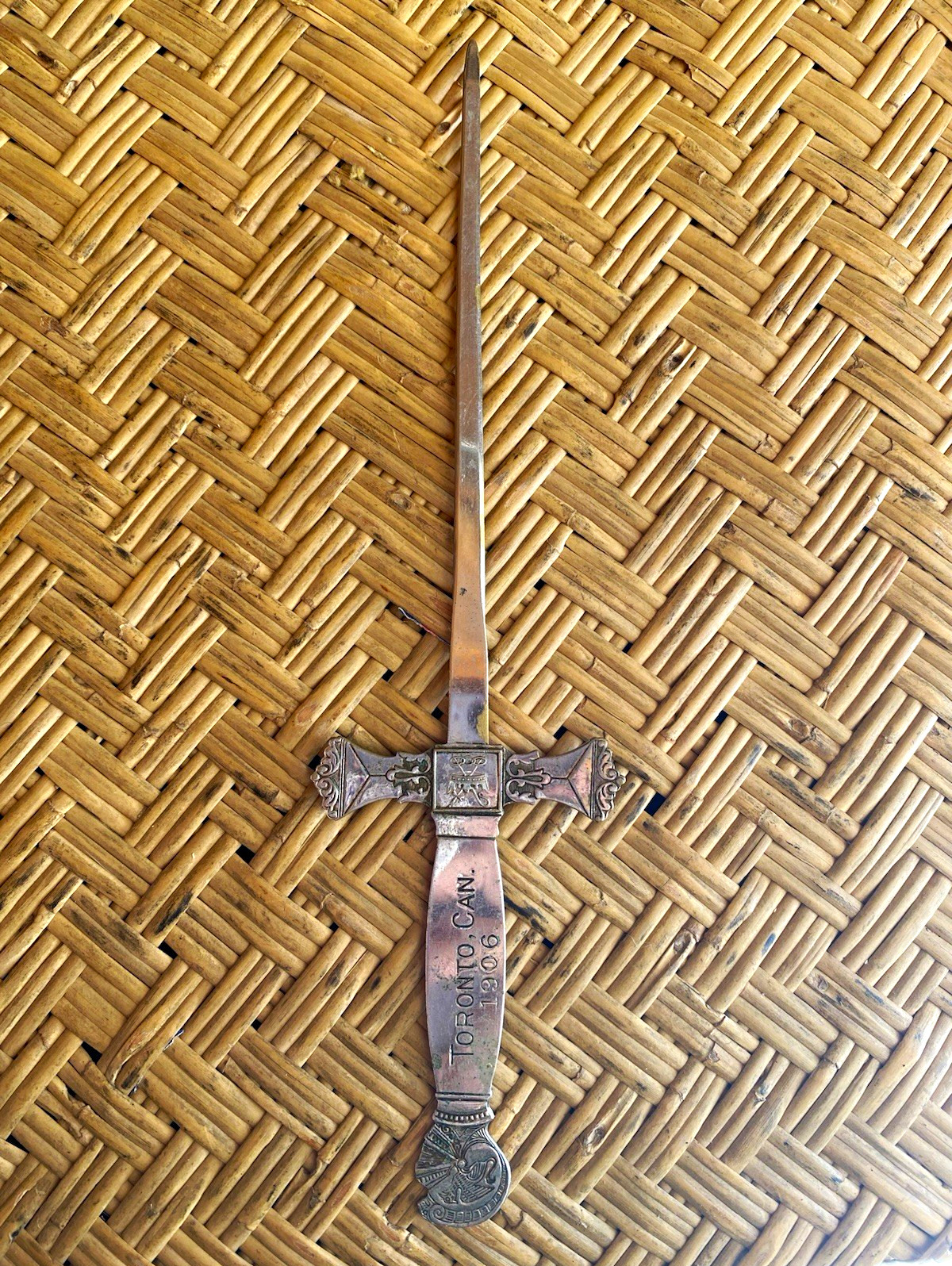 Antique 1906 I.O.O.F. Odd Fellows Sword Letter Opener Toronto New Hampshire