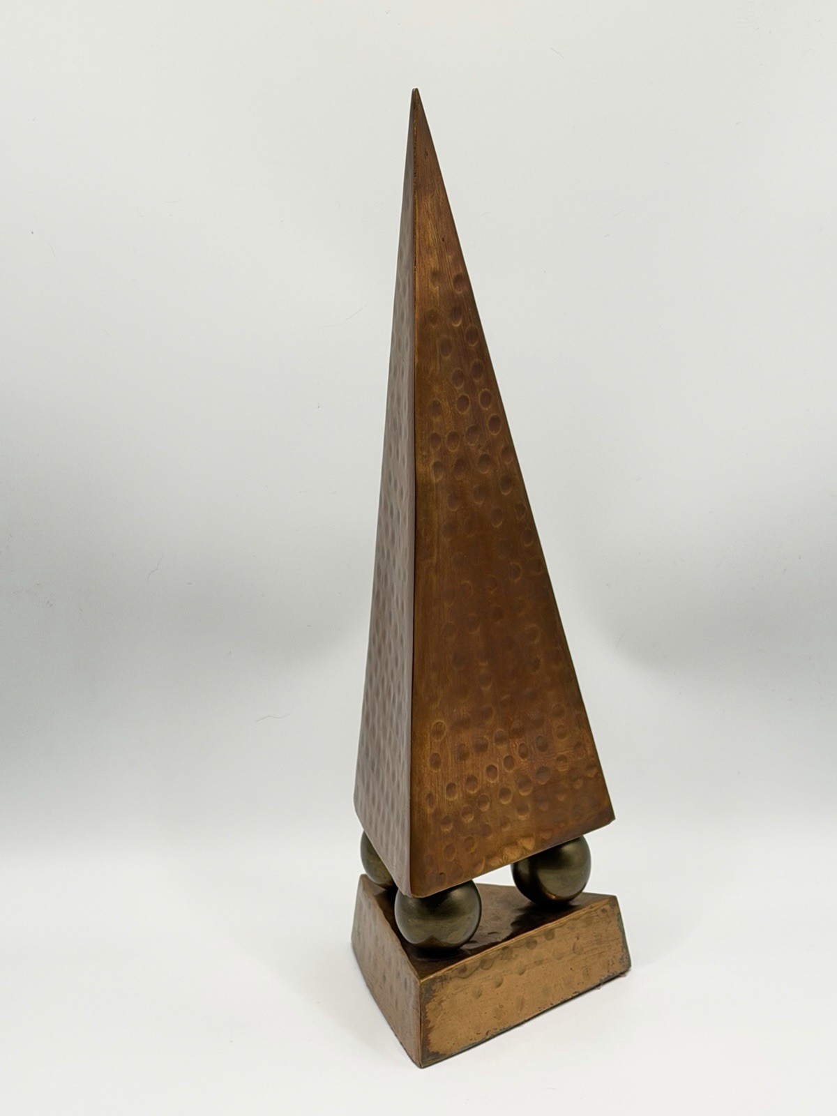 Vintage Copper Art Deco Unique Eclectic Sculptural Obelisk Made In India