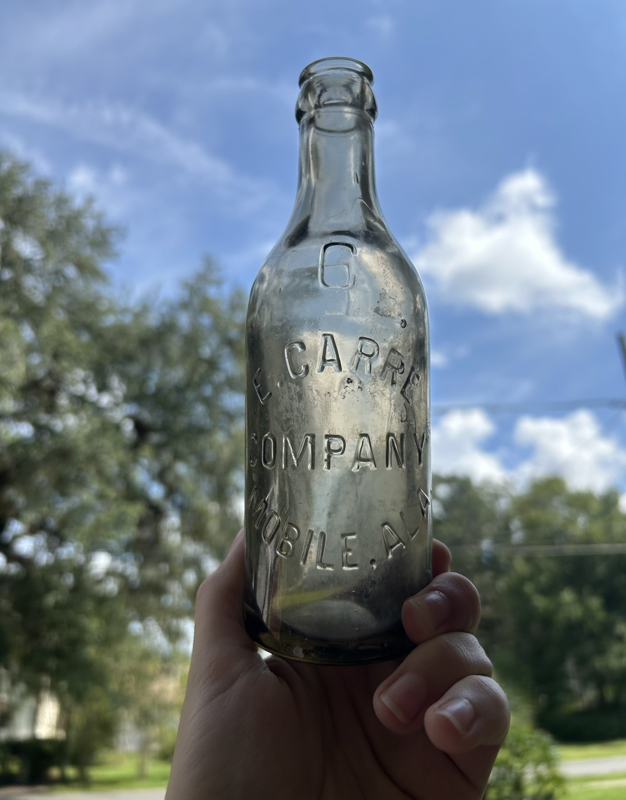 Early 1900s E. CARRE Co. Mobile, Alabama Straight Side Soda Bottle Lite Amber 
