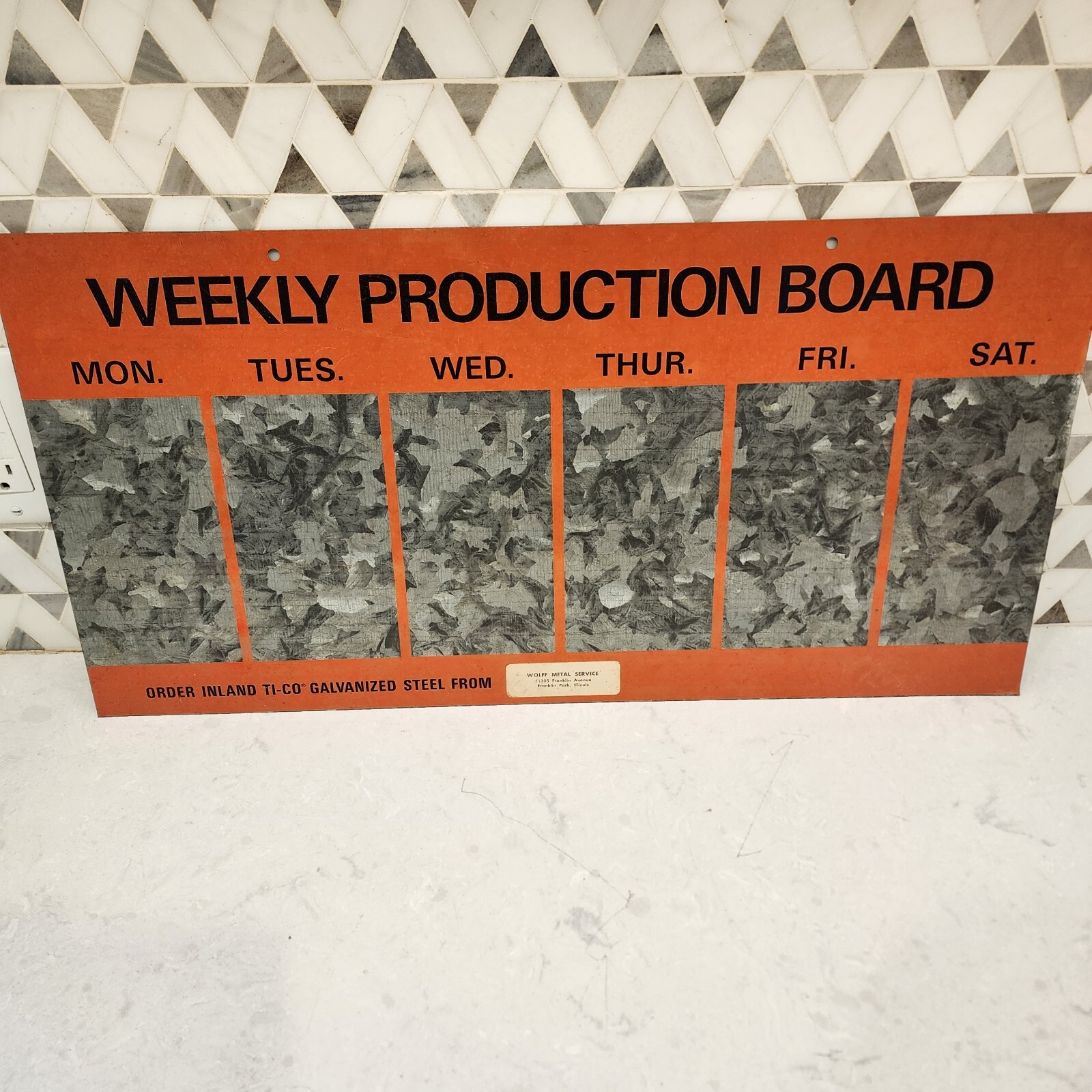 Vintage Inland Steel Weekly Production Board Metal Sign. 24\ Vintage Inland Steel Weekly Production Board Metal Sign. 24\