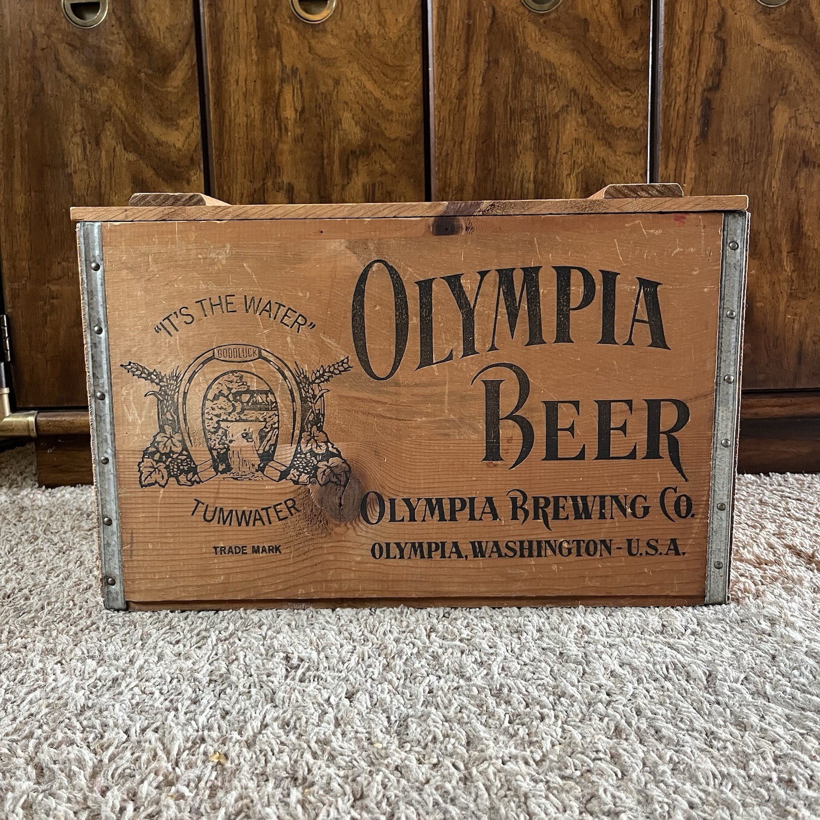 Vintage Olympia Beer Brewing Its The Water Wooden Crate Box Tumwater Box Vintage Olympia Beer Brewing Its The Water Wooden Crate Box Tumwater Box