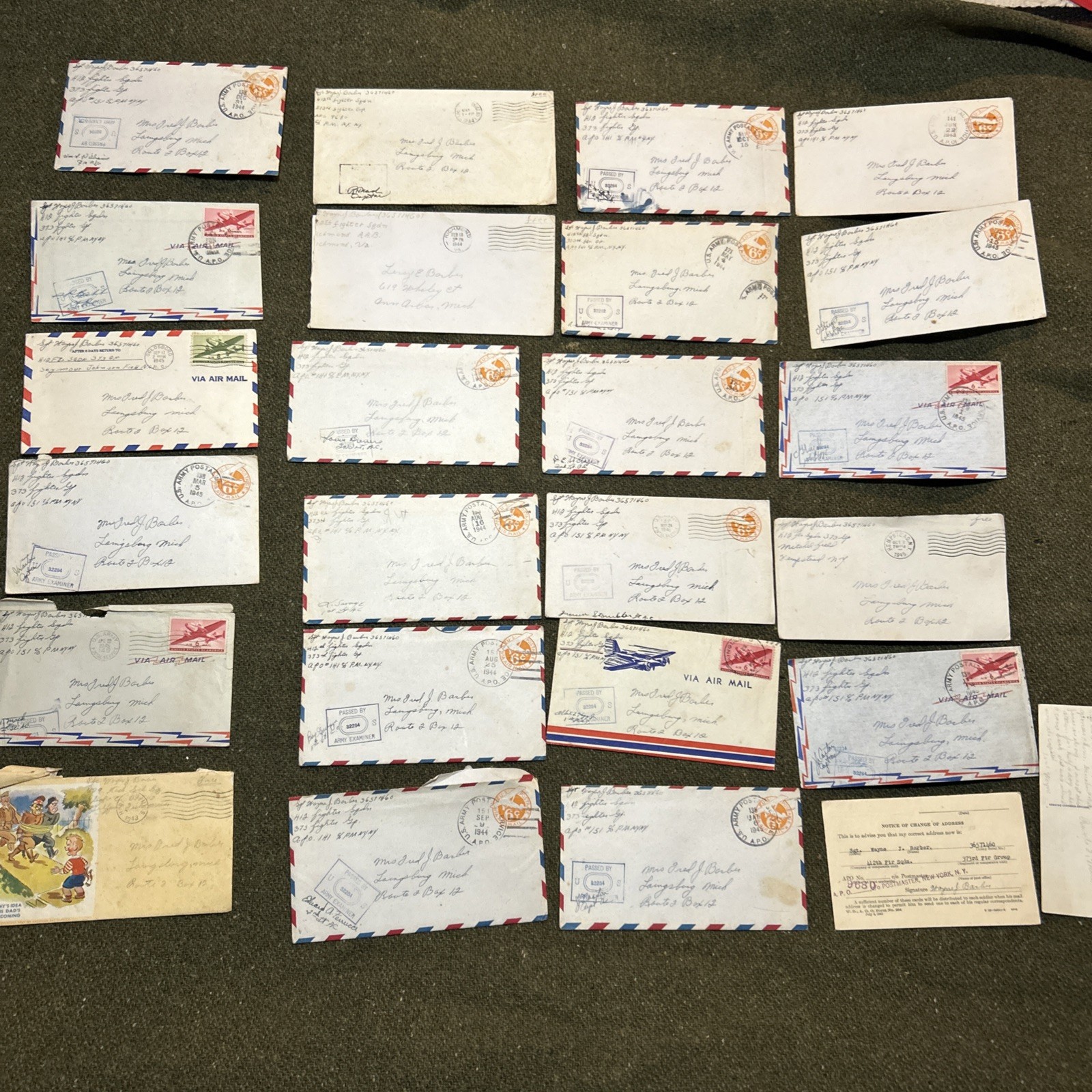 WWII 1944-45 Covers Airmail Write Home Letters 23pc Lot – Sgt 9th AAF