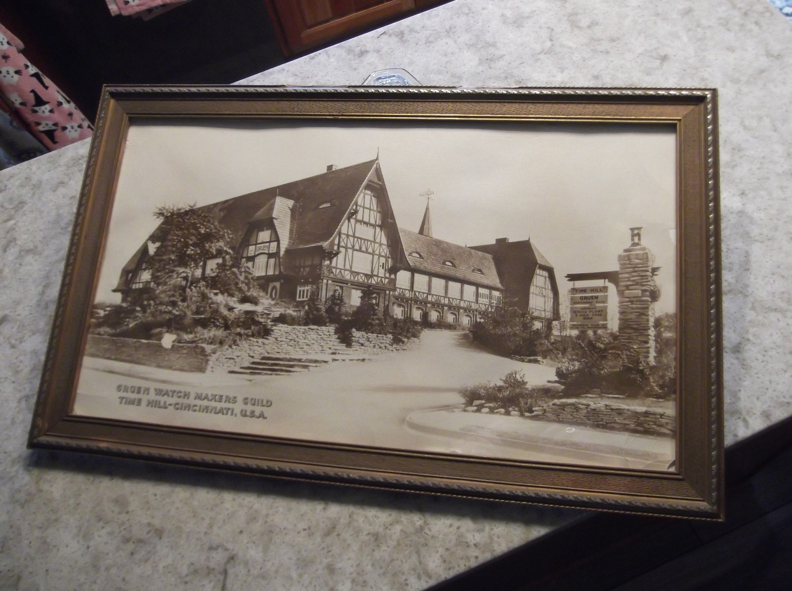Antique Photo The Gruen Watch Makers Guild Time Hill Cincinati USA Framed 26x15