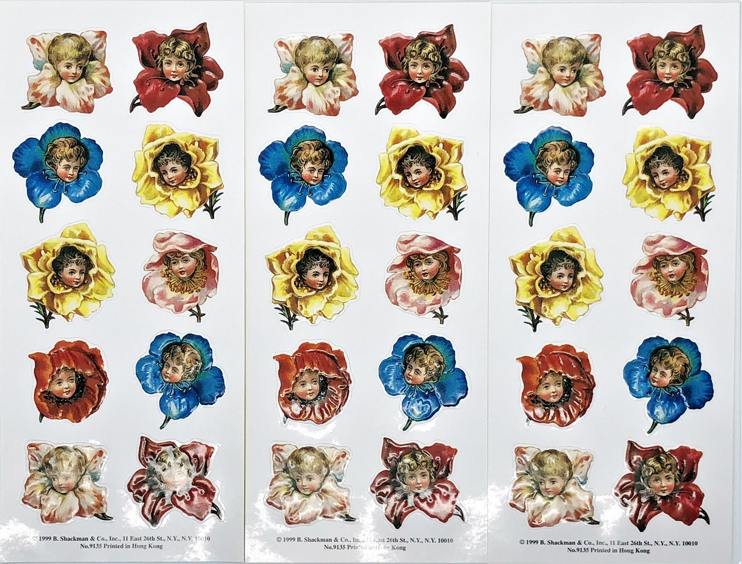 30 VICTORIAN FLOWER CHILDREN SEALS STICKERS MINT Factory Sealed SHACKMAN