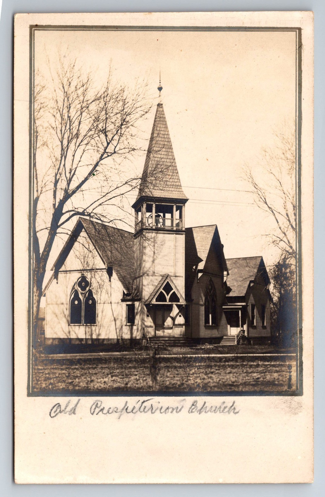 Old Presbyterian Church, Street View, RPPC, Real Photo, Vintage Postcard