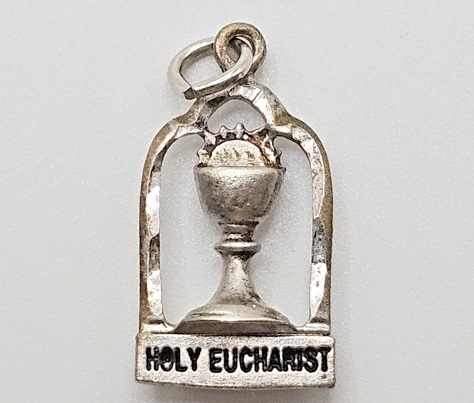 Vintage Sterling Silver Holy Eucharist Charm Pendant First Communion 