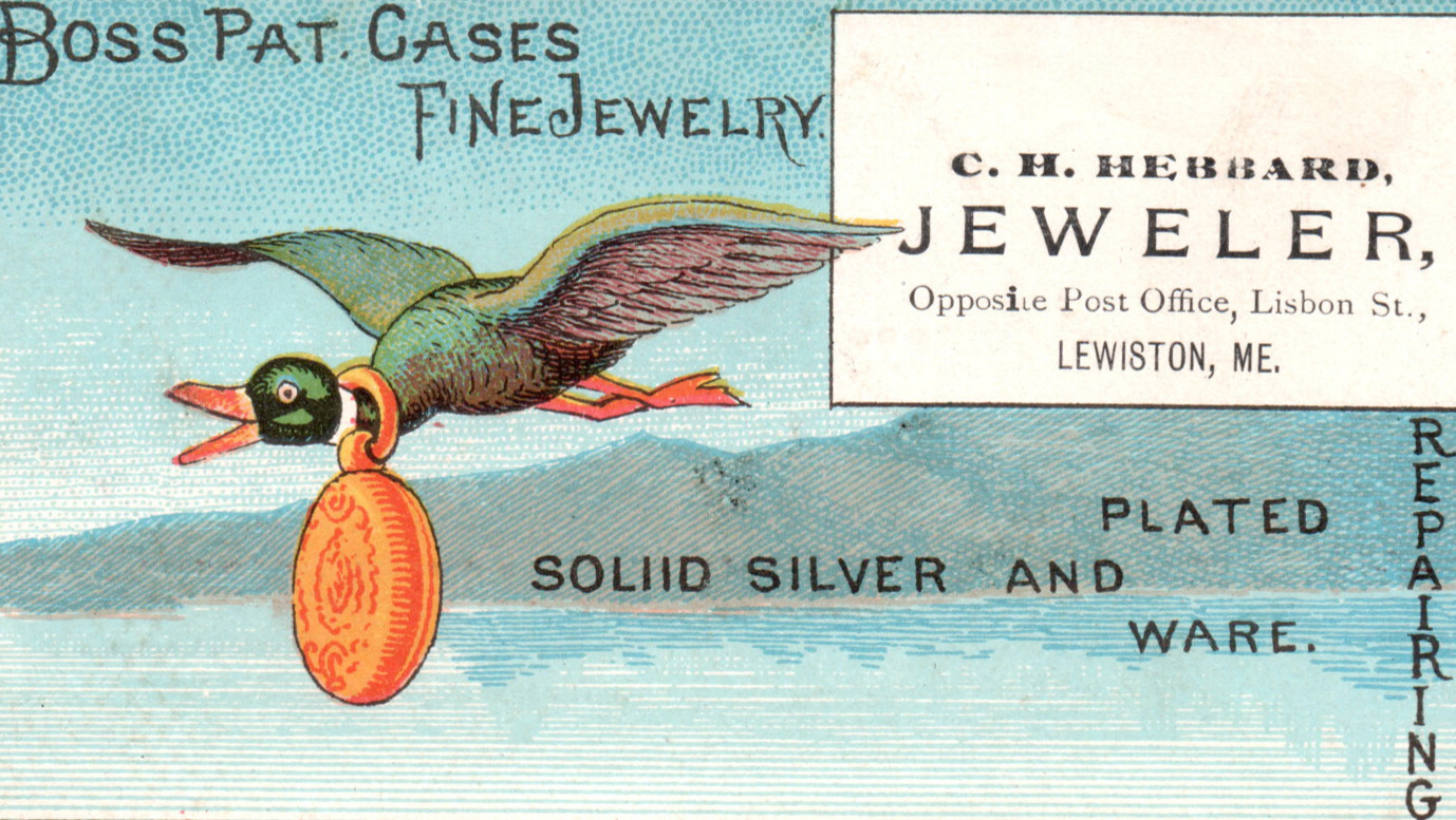 Duck With Watch Case Boss Jeweler Victorian Trade Card Duck With Watch Case Boss Jeweler Victorian Trade Card