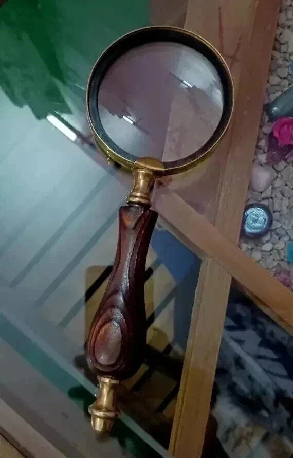 Antique Brass Heavy Magnifying Glass Vintage Magnifier Collectible gift