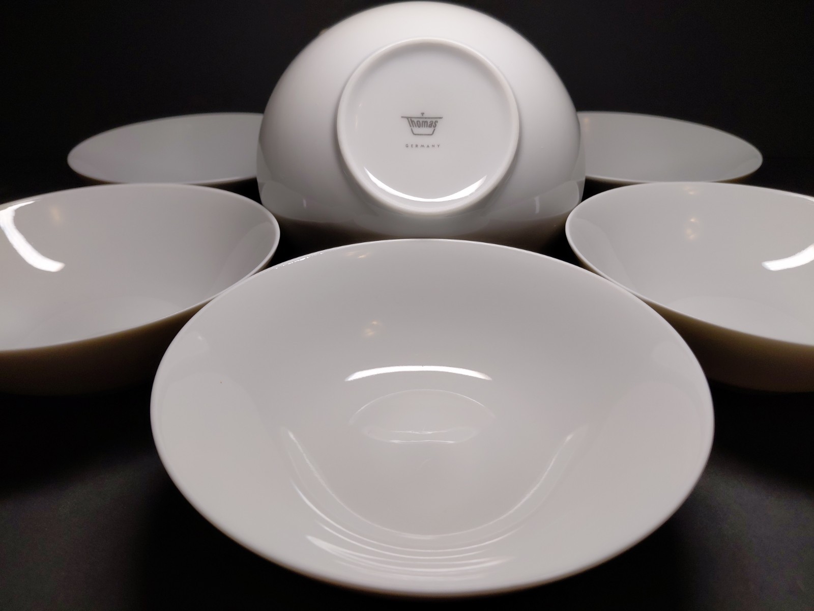 Set of 6 Vintage Thomas Germany Plain White Coupe Dessert Bowls 4 5/8\