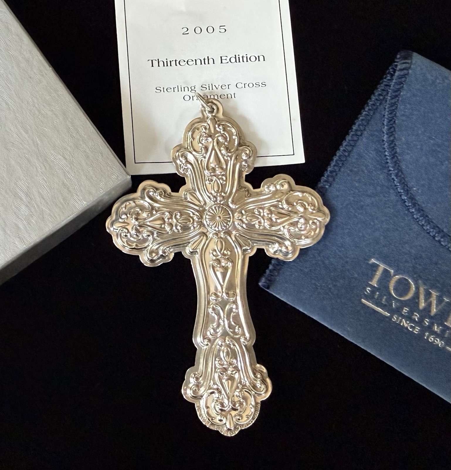 2005 TOWLE 13th Edition Sterling Silver Christmas Cross Ornament Pendant w/Box
