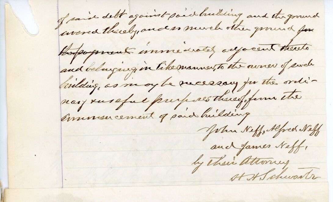 Signed Hiram H Schwartz Doc 1875 House Representative Berks County Pennsylvania
