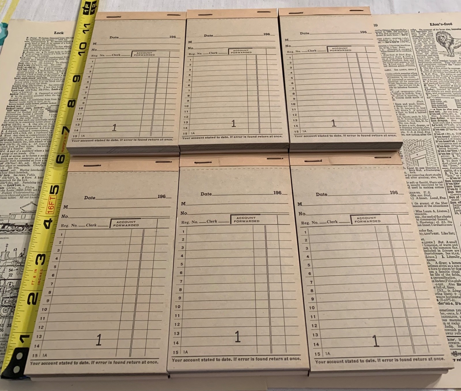 Vintage Receipt Pad Lot of 6 Unused