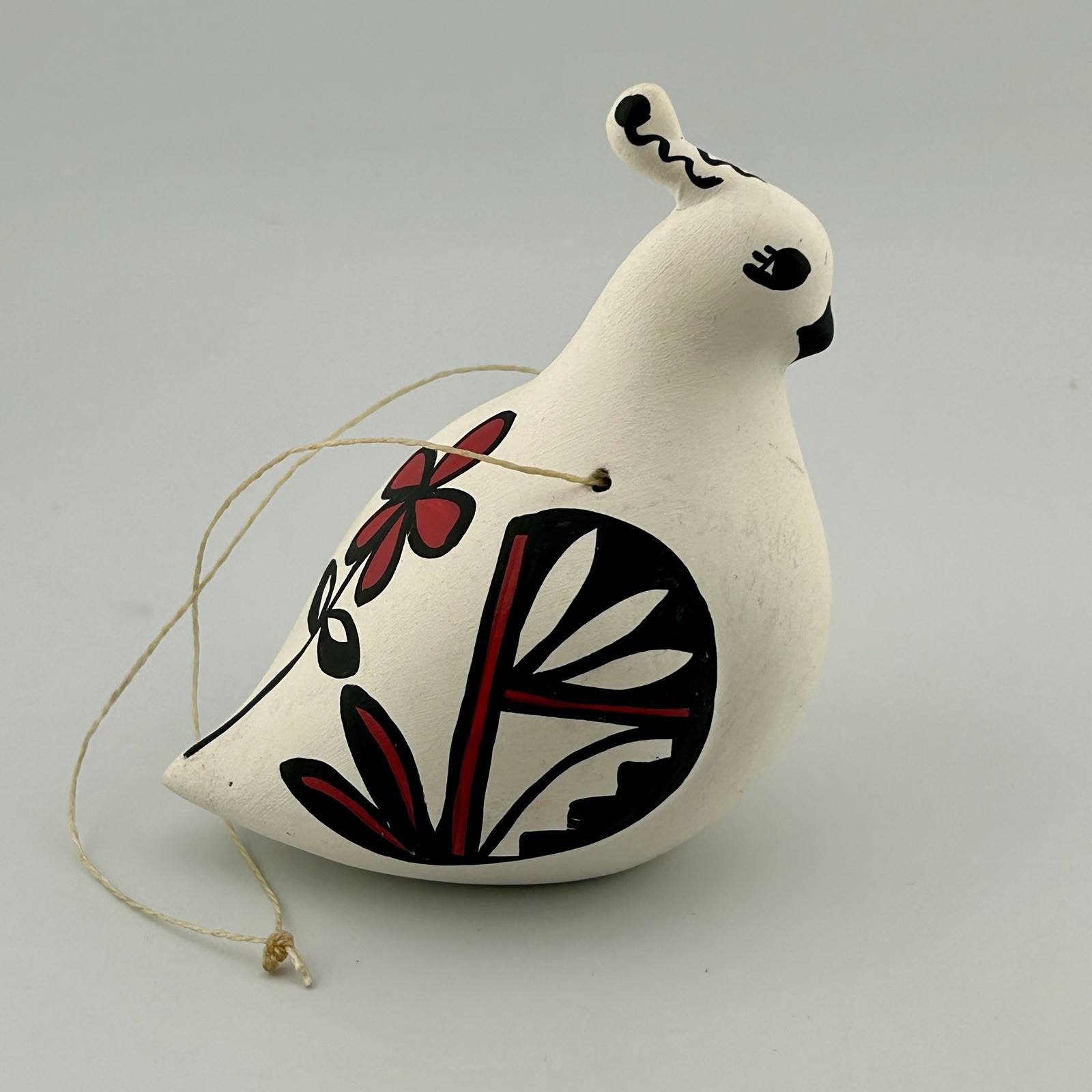 Contemporary Handmade Clay Quail Bird Ornament Pueblo Acoma Style Signed 3¾\