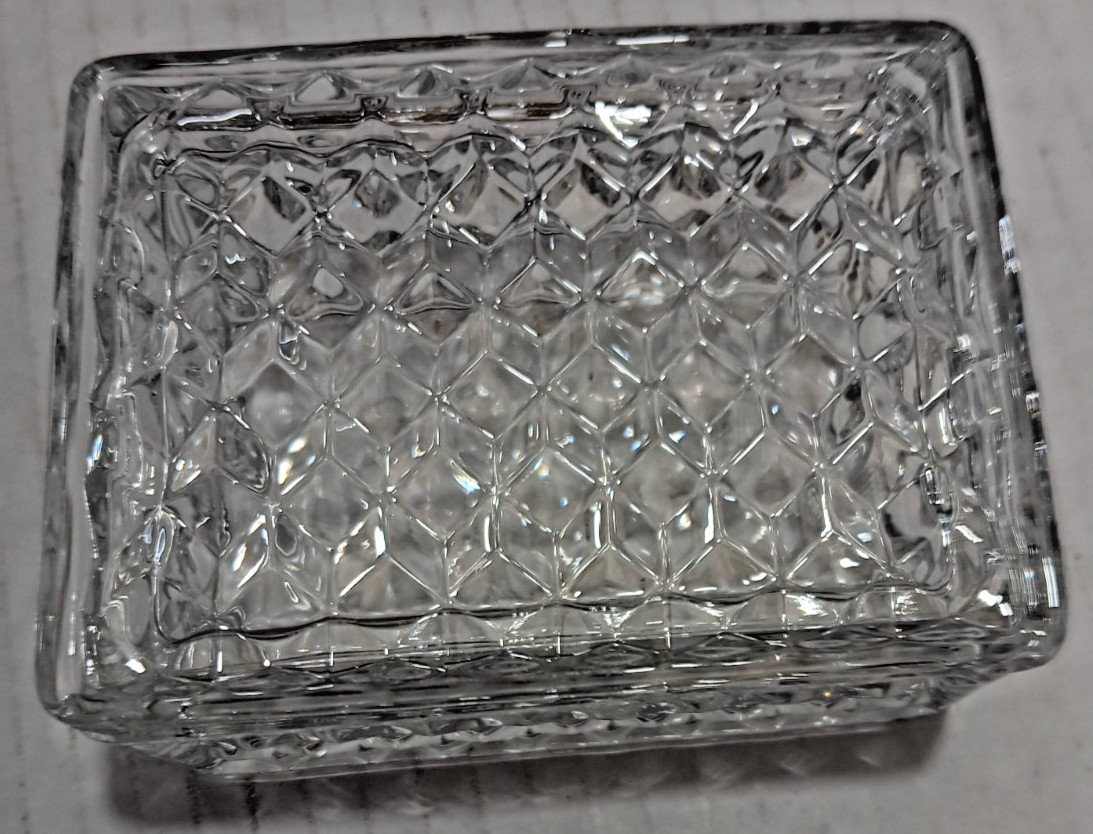Antique Fostoria American Crystal Handkerchief Box and Cover