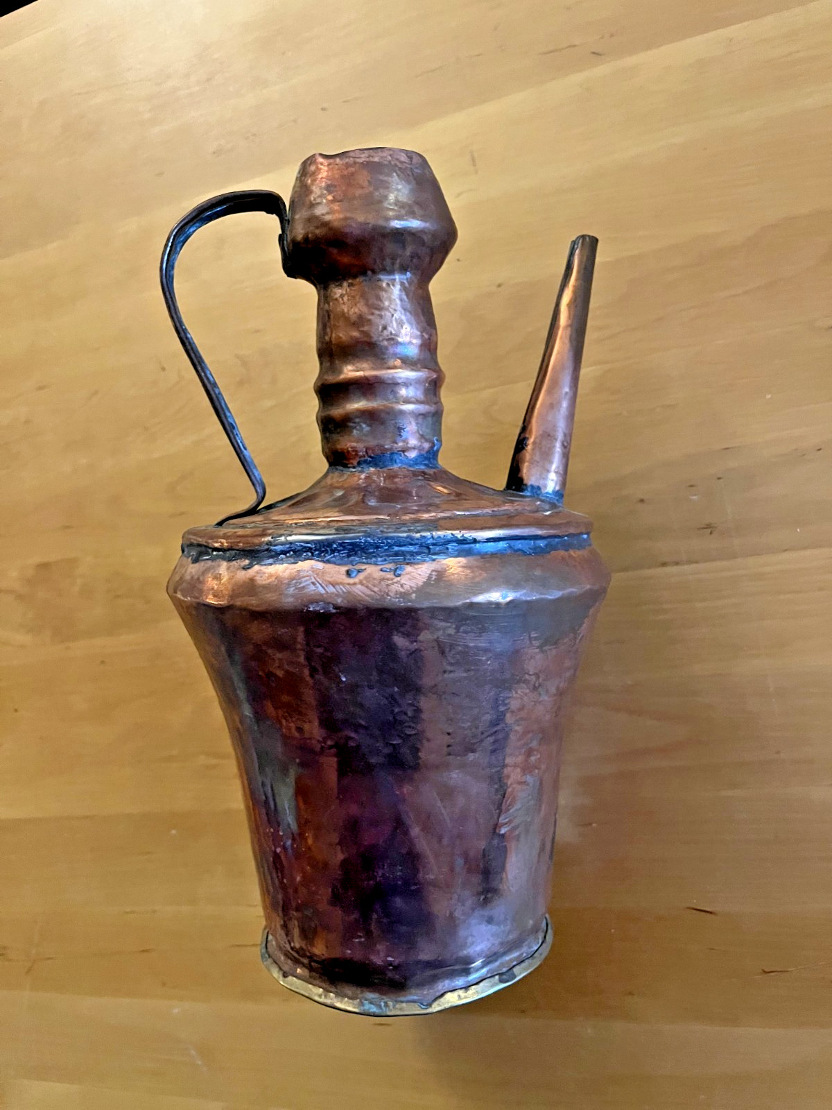 Antique Copper Tin Pot Kettle  Salvaged Rustic Farmhouse (11\