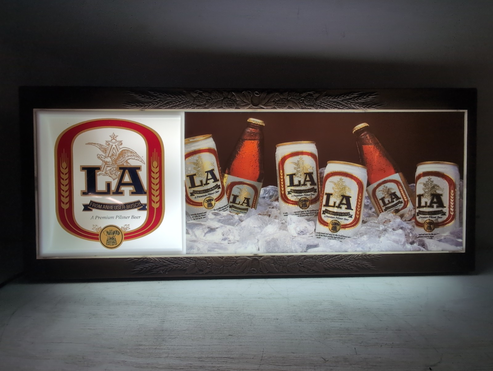 Vintage 1984 LA Beer By Anheuser-Busch Light Up Sign 33.5\