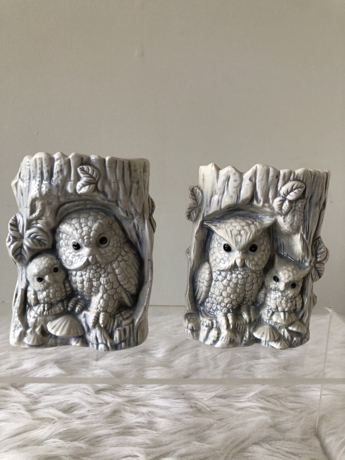 Vintage 1980 Mikes Mold  J.C. Owl People Mother Figurine/Statue Set