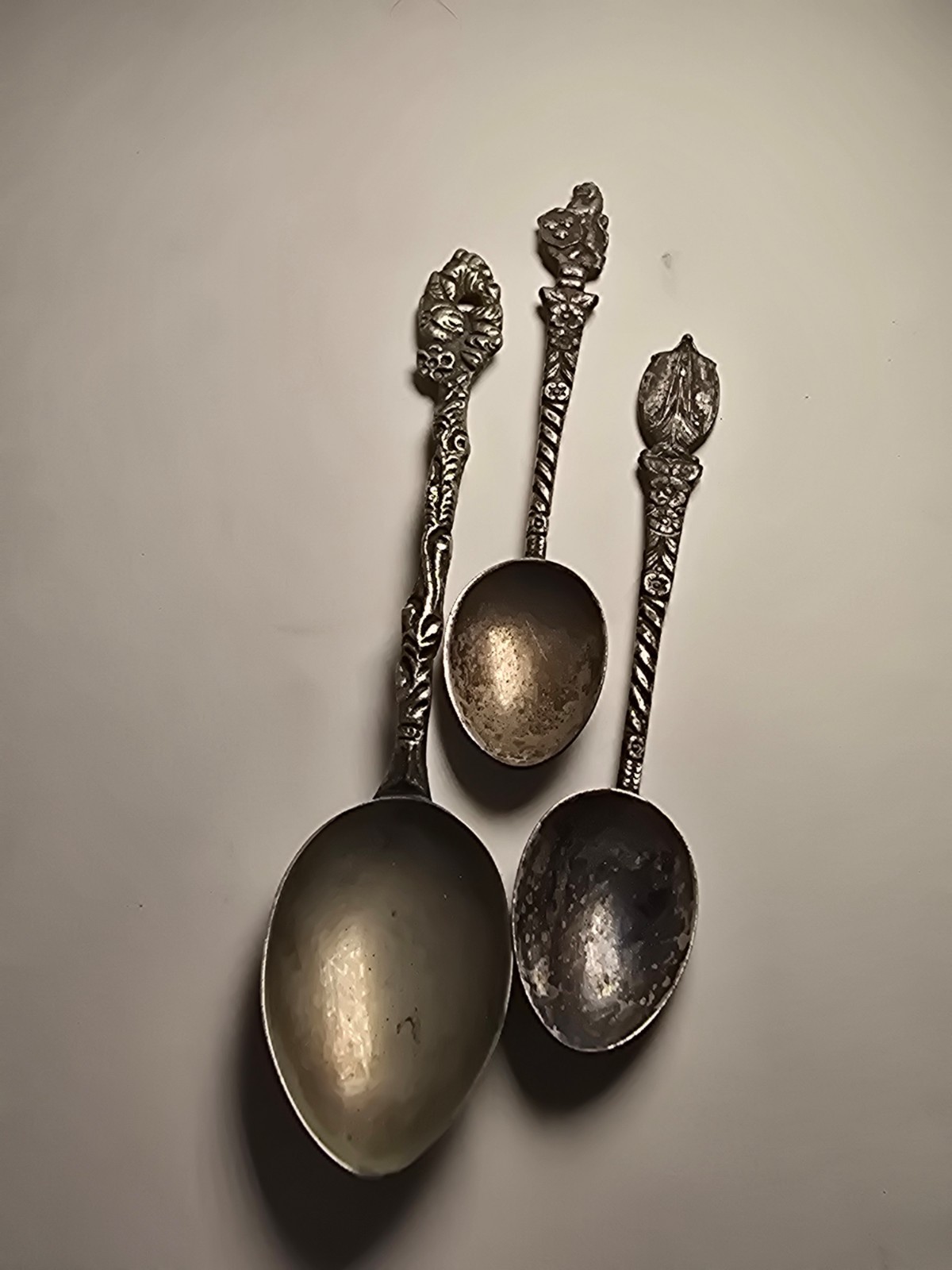 Vintage Souvenir Spoon Lot DANMARK Viking Ship Lion Shield ITALY Ornate Cast