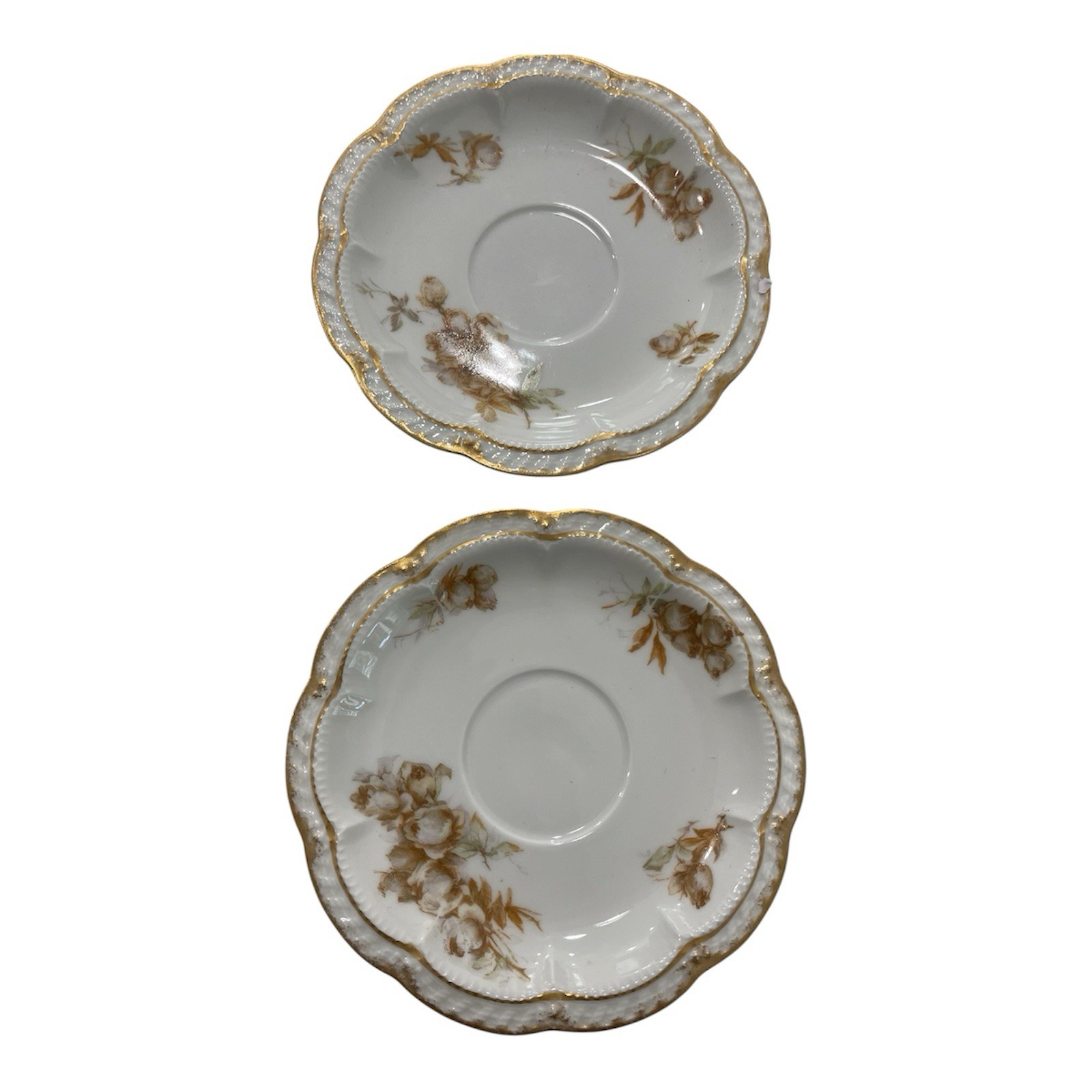 HAVILAND & Co LIMOGES FRANCE Saucer ONLY Brown Gold Floral Set Of 2 Schleiger