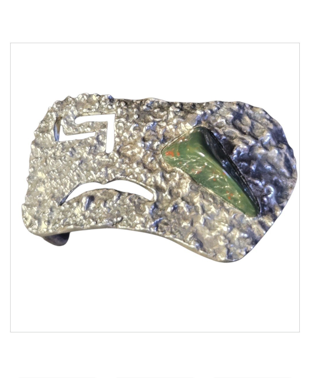 Antonio Pineda Taxco Mexico Sterling Silver Green Agate Buckle