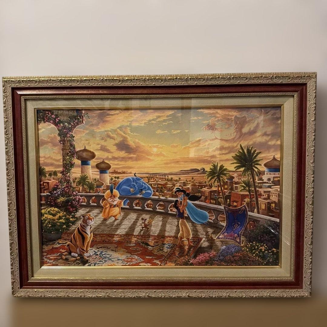 Thomas Kinkade Disney Aladdin Framed Art 77x55 cm Decorative Wall Piece