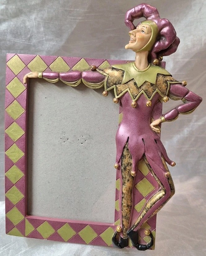 VTG *RARE* TMS 2004 Purple & Green Harlequin Jester Mardi Gras Photo Frame 4X6 VTG *RARE* TMS 2004 Purple & Green Harlequin Jester Mardi Gras Photo Frame 4X6