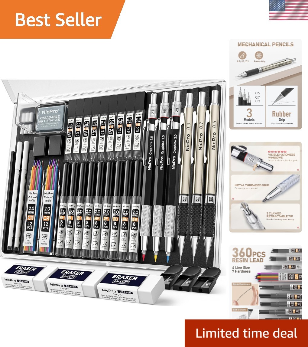 Versatile 35PCS Mechanical Pencil Set with 20 Lead Refills - Artistic Must-Have