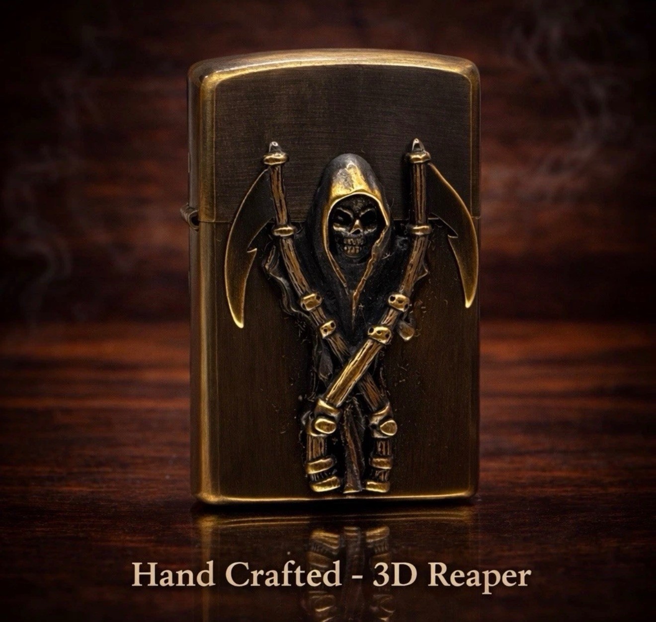 Vintage Style Brass Reaper Design Custom Handmade Lighter Vintage Style Brass Reaper Design Custom Handmade Lighter