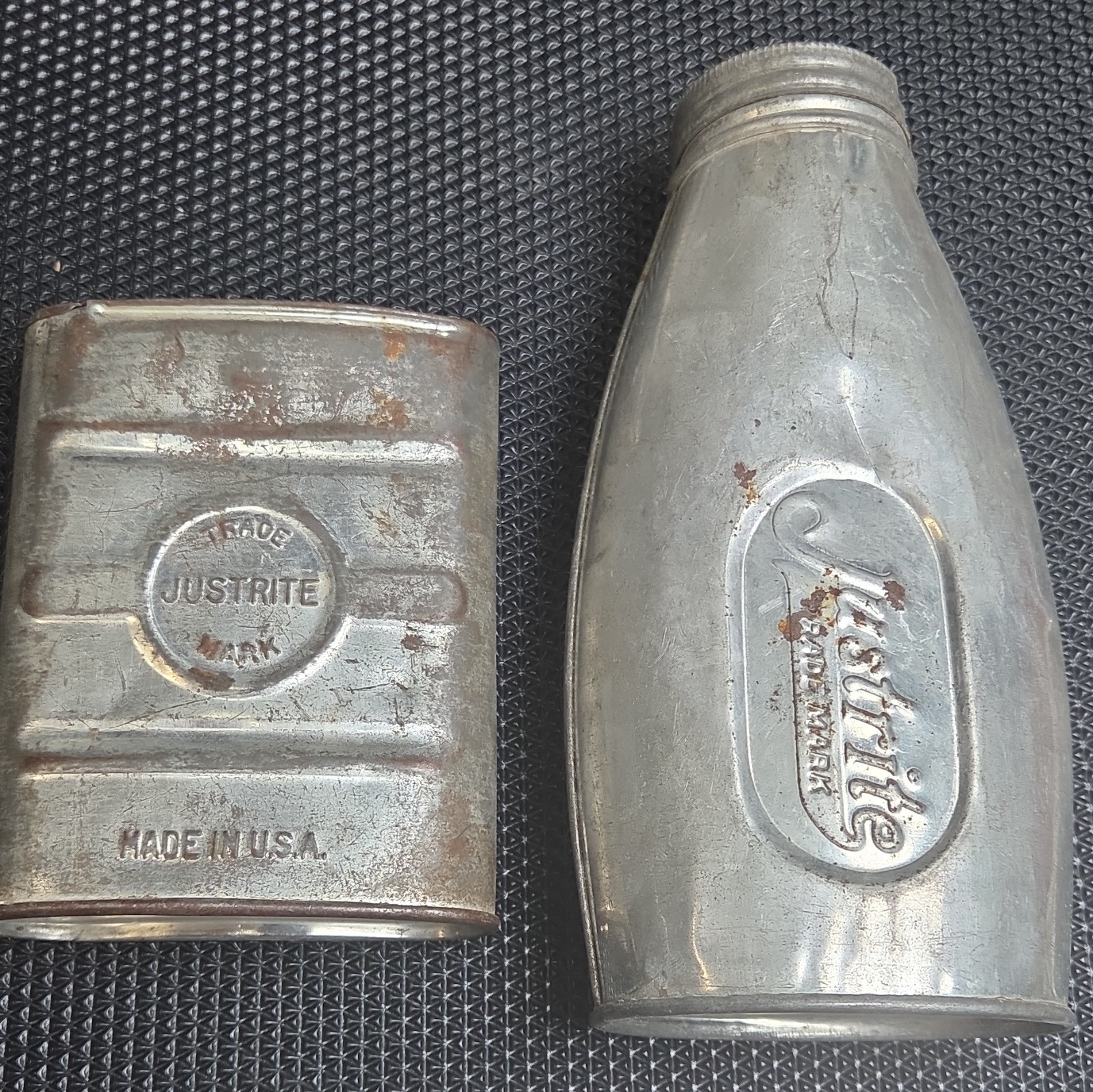 Vintage Justrite Carbide Can & Bottle for Coal Miner's Lamps