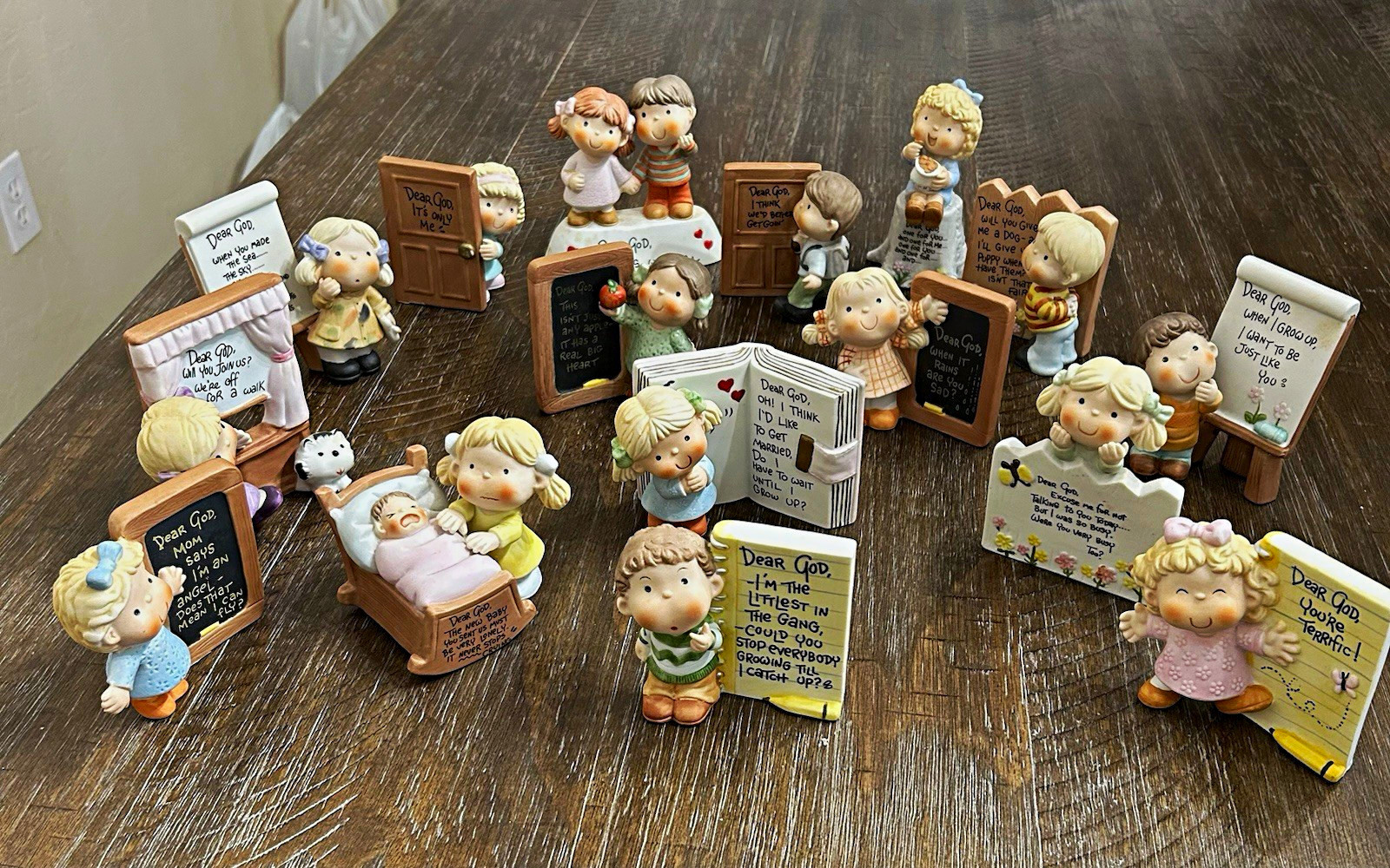 Vintage Enesco Dear God Kids Figurines Lot of 16 1982 All Original Boxes