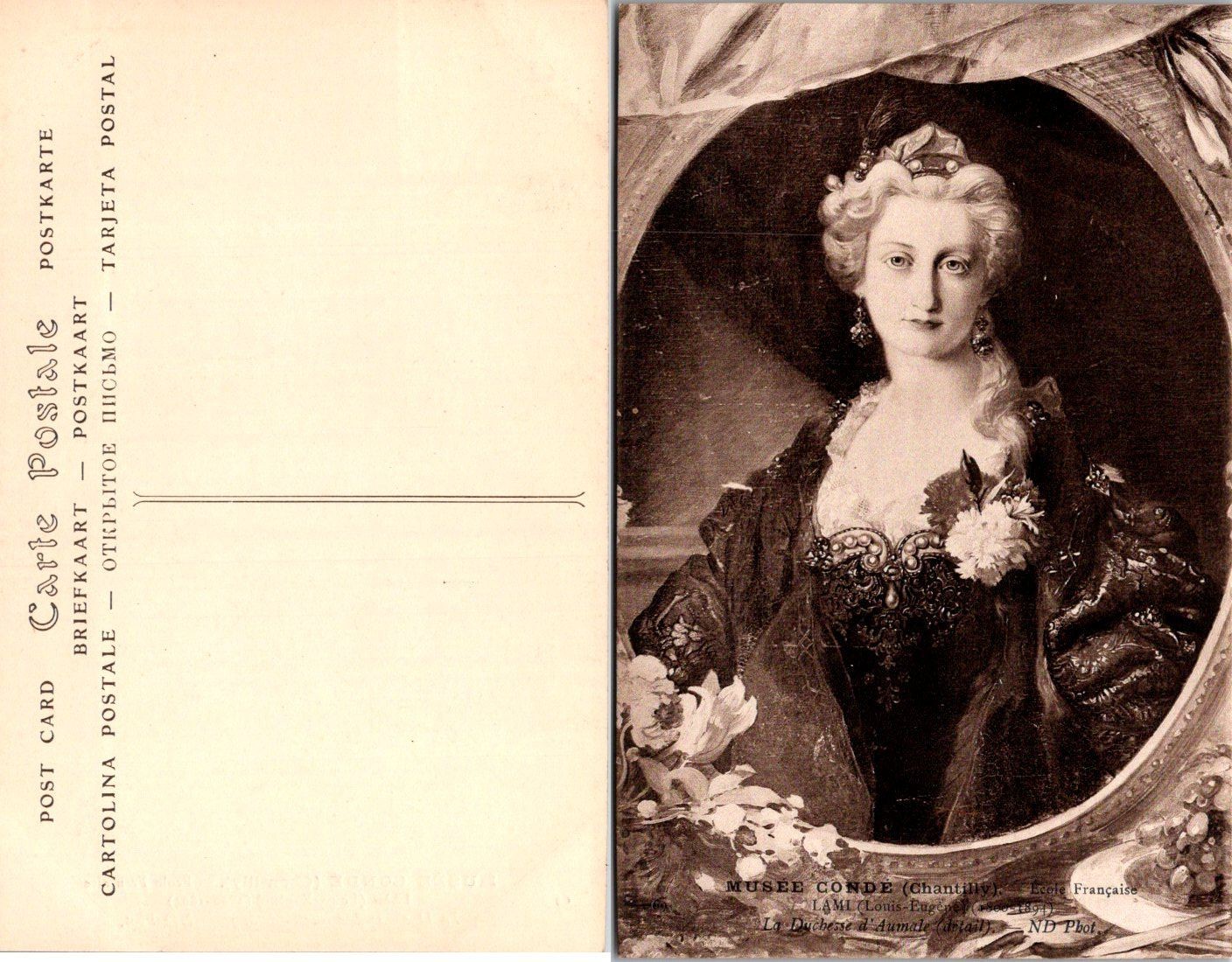 Vintage Musee Conde Chantilly French Postcard La Duchesse d Aumale Unposted
