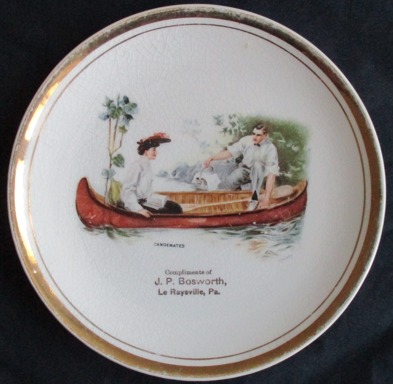 Early 20th Century Souvenir Advertising Dish Le Raysville Pennsylvania