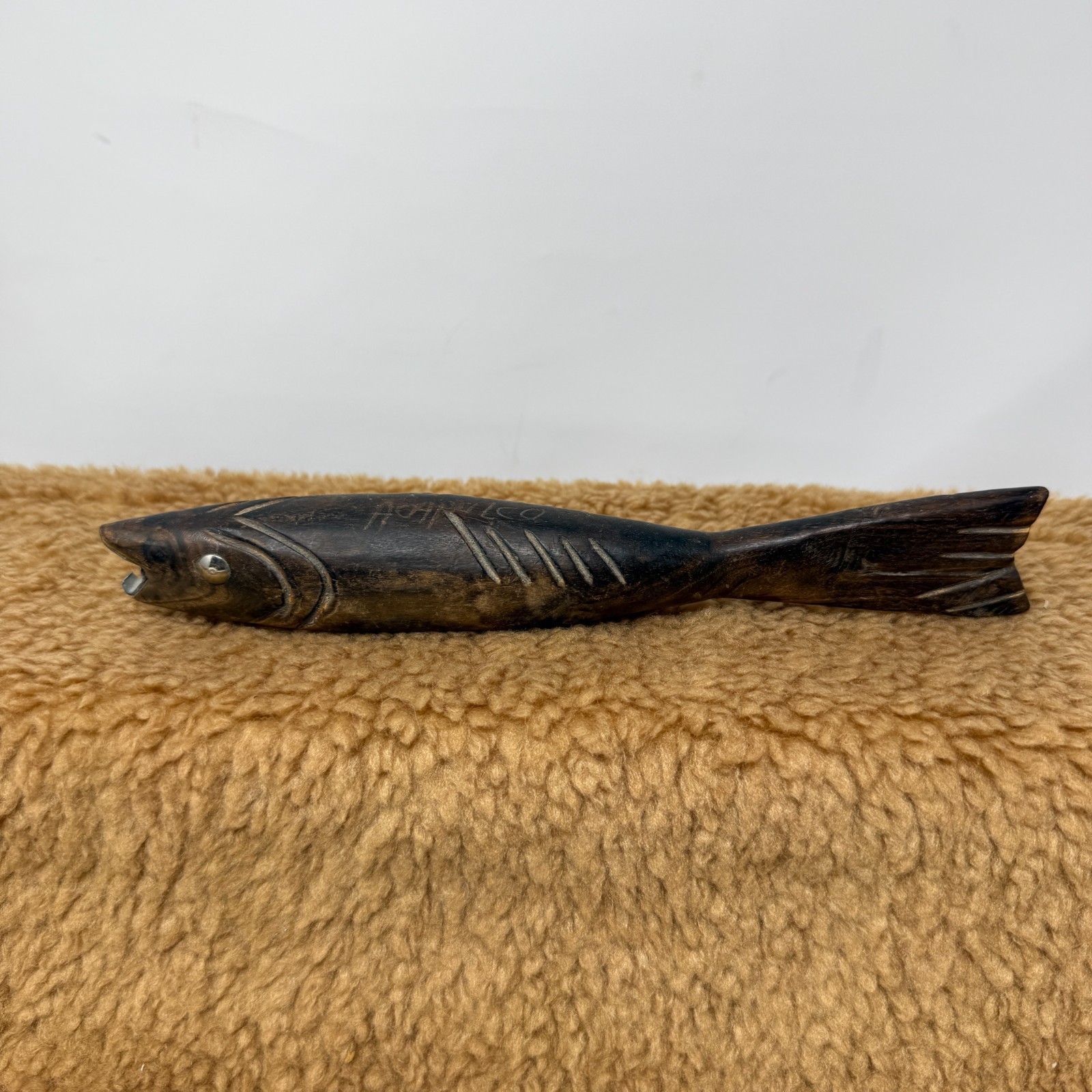 VTG Wooden Fish Hand Carved Bottle Opener From Acapulco 9 Inches Long
