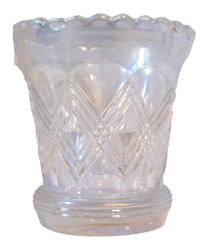 Imperial Glass White Carnival Triple Diamonds Banded Toothpick Holder #42622 G