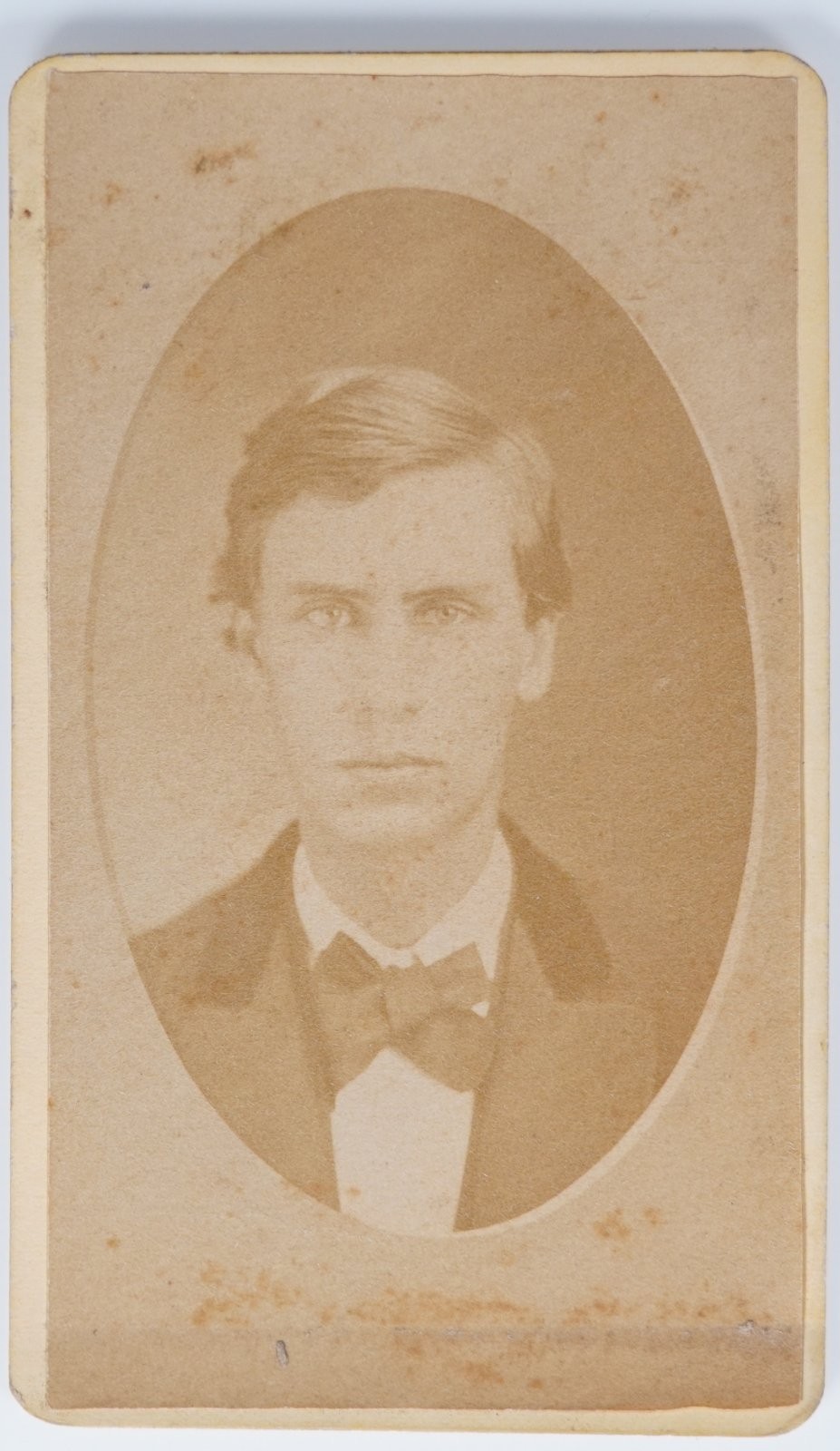 Antique CDV Cline Charles Smith Young Man Bow Tie Suit Lincoln