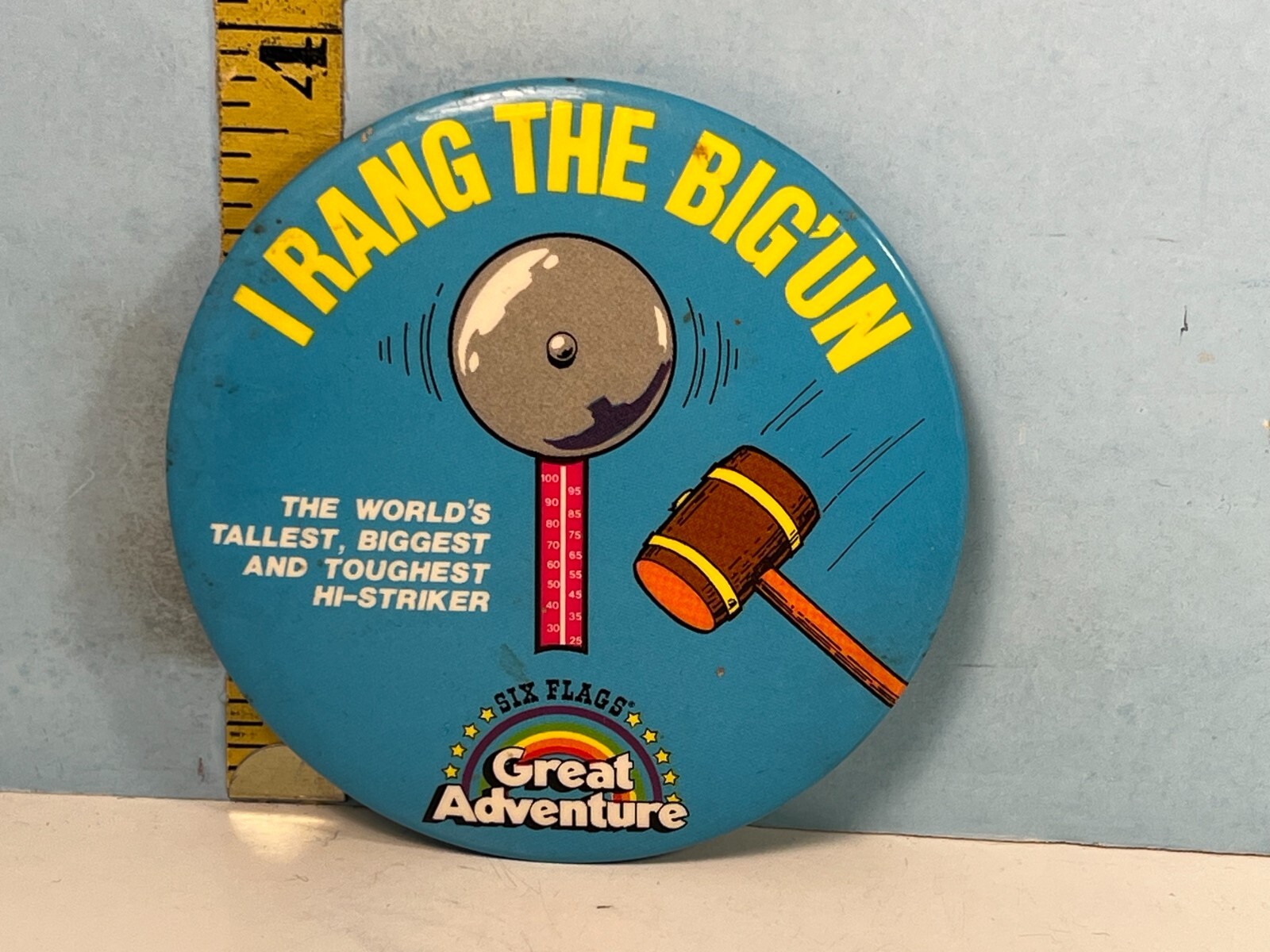 Vintage I Rang The Big\'Un Six Flags Great Adventure Pinback Button 4\