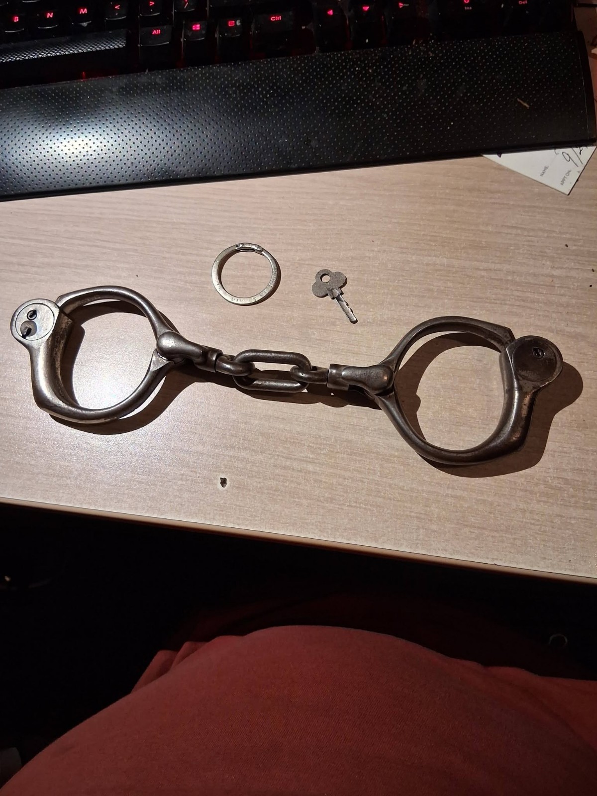 Antique Bean-Cobb Handcuffs w/ Original Key Pat. May 2 1899 Working Antique Bean-Cobb Handcuffs w/ Original Key Pat. May 2 1899 Working