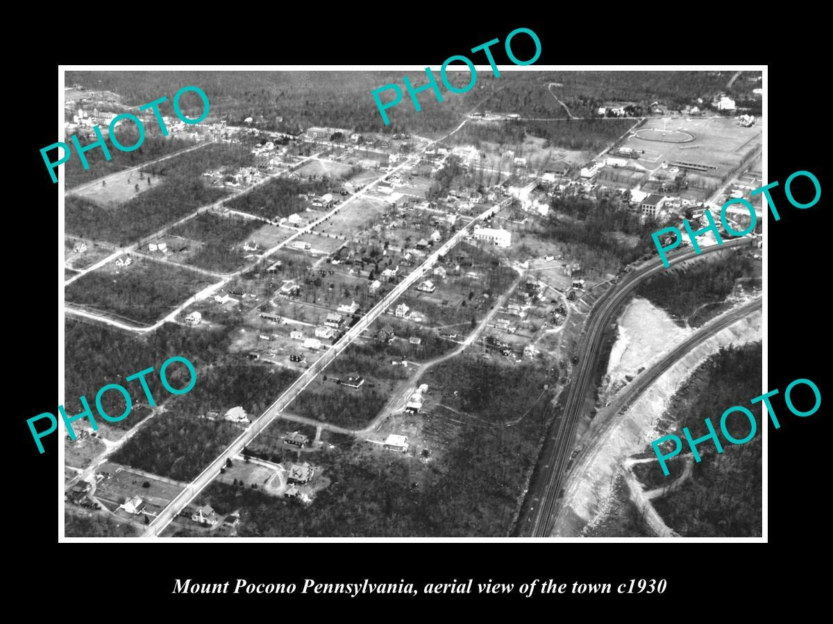 OLD 8x6 HISTORIC PHOTO OF MOUNT POCONO PENNSYLVANIA AERIAL VIEW OF TOWN c1930