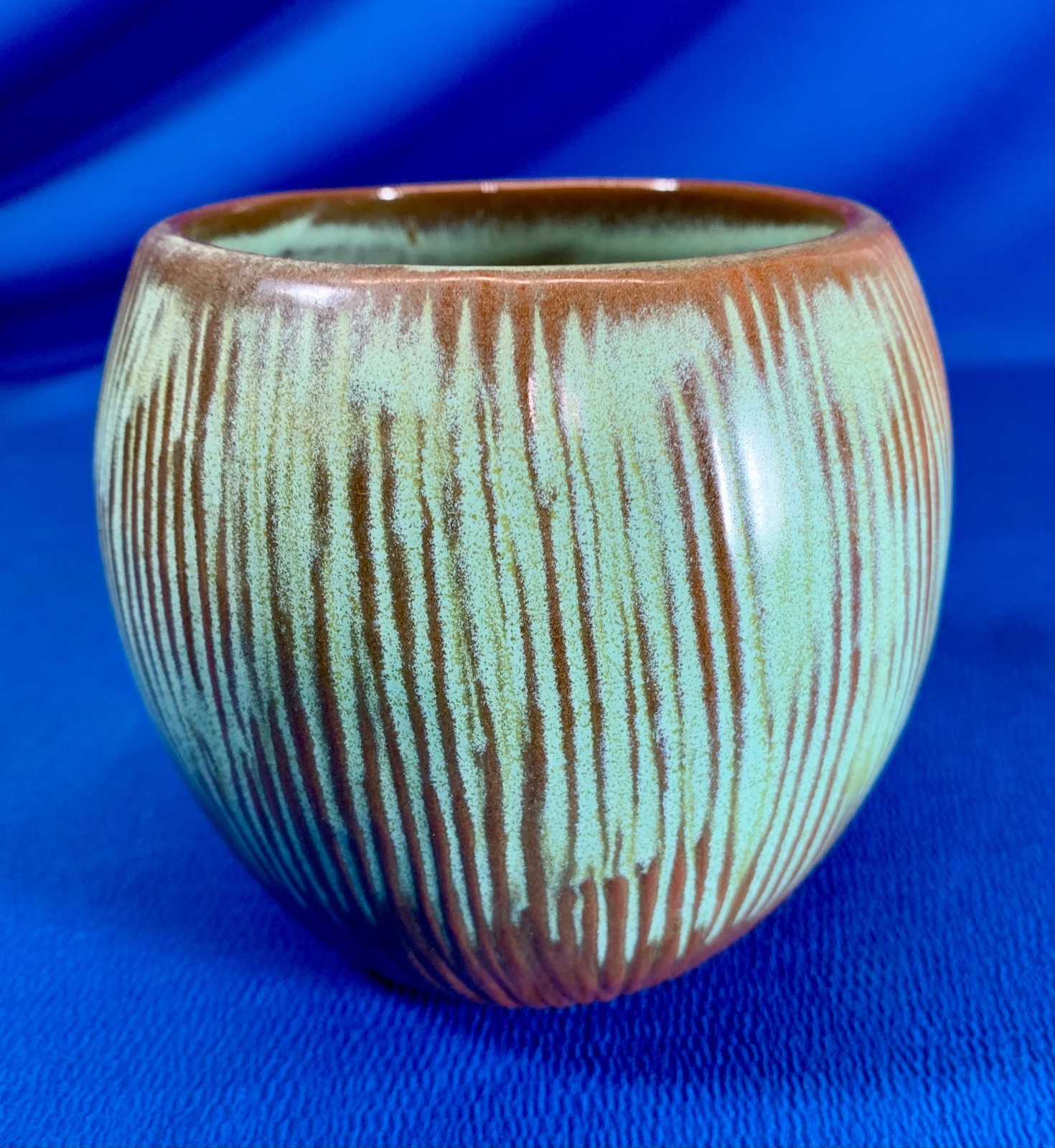 FRANKOMA POTTERY T7 GREEN & BROWN GLAZED VASE