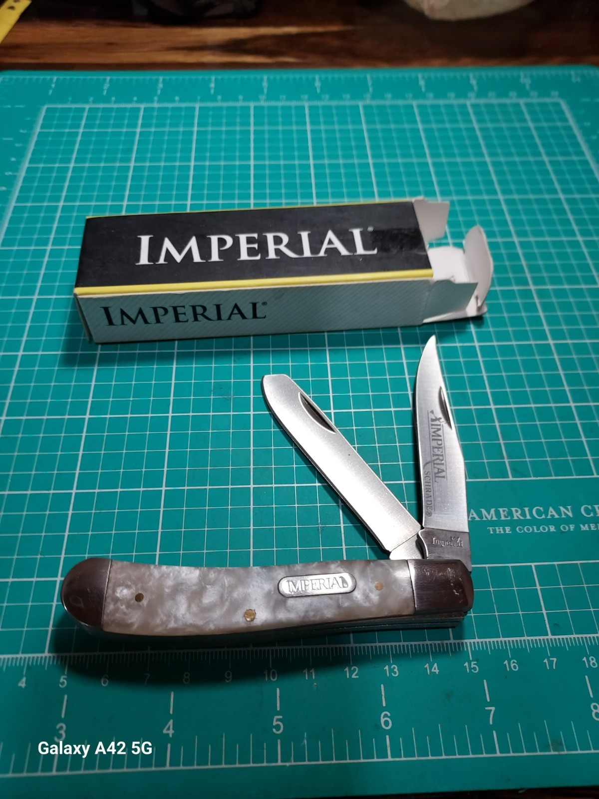 Imperial Schrade Cracked Ice Celluloid Trapper 4\ Imperial Schrade Cracked Ice Celluloid Trapper 4\