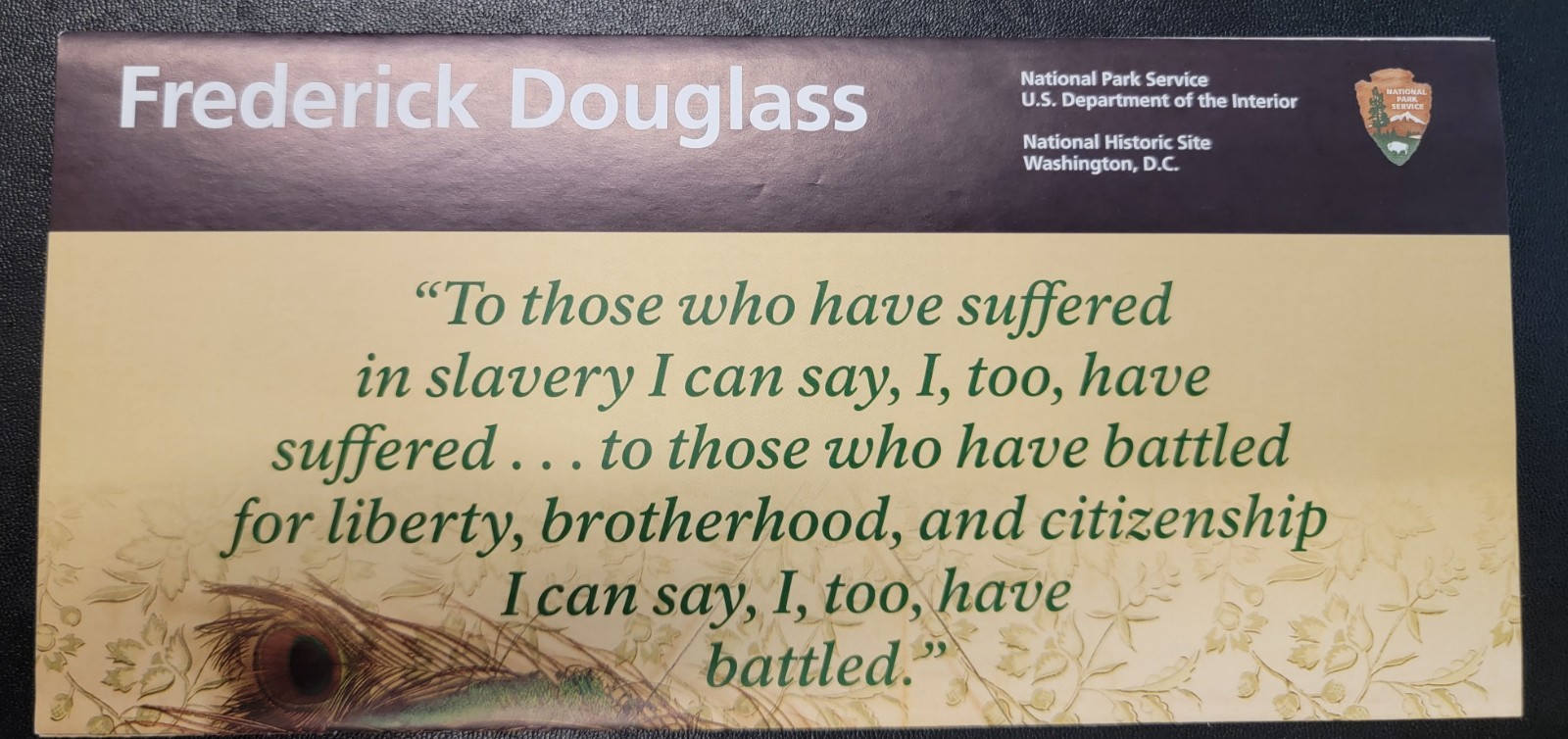 Frederick Douglass Historic Site National Park Service Unigrid Brochure Map