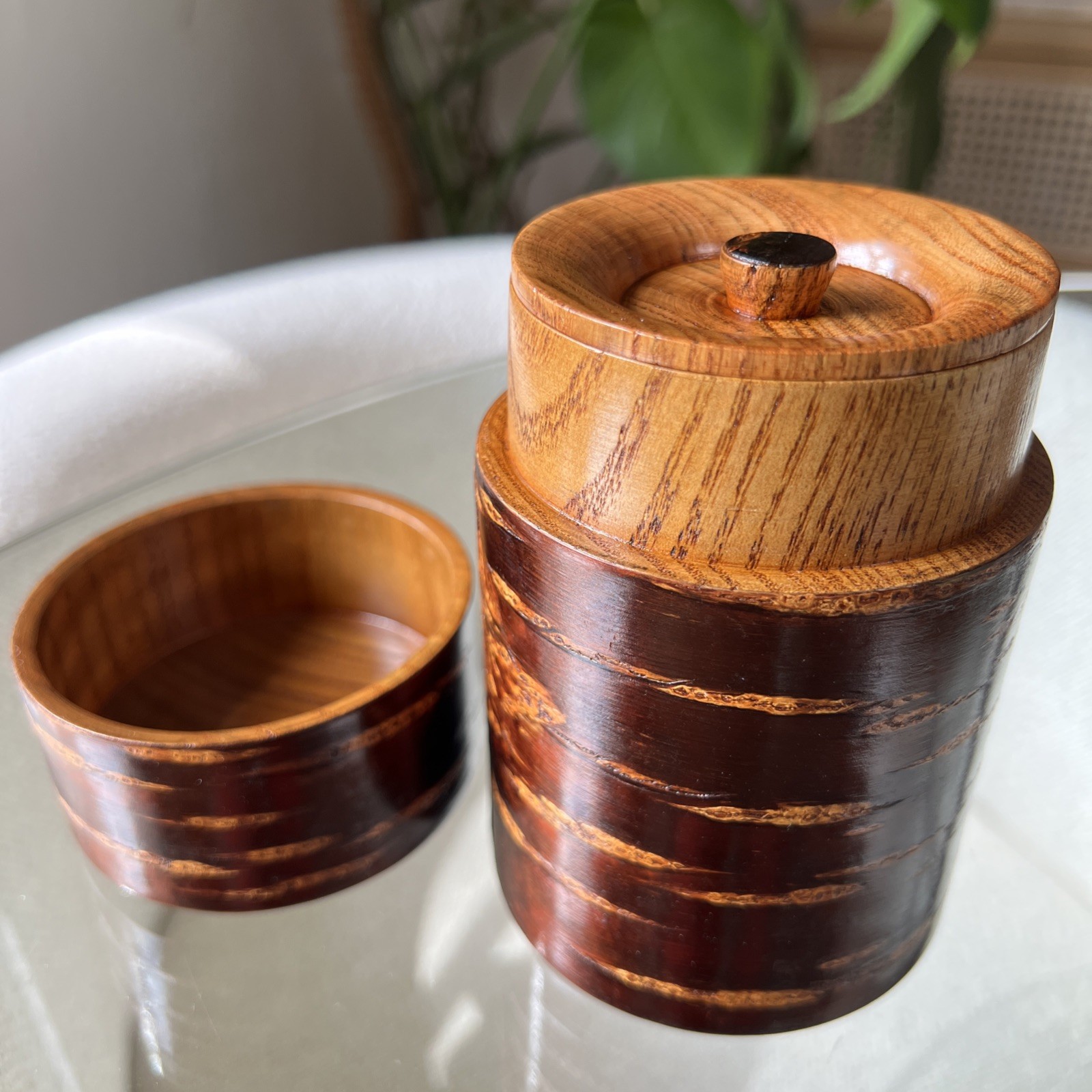 Vintage Japanese Kabazaiku Cherry Bark Tea Caddy Chazutsu Kakunodate