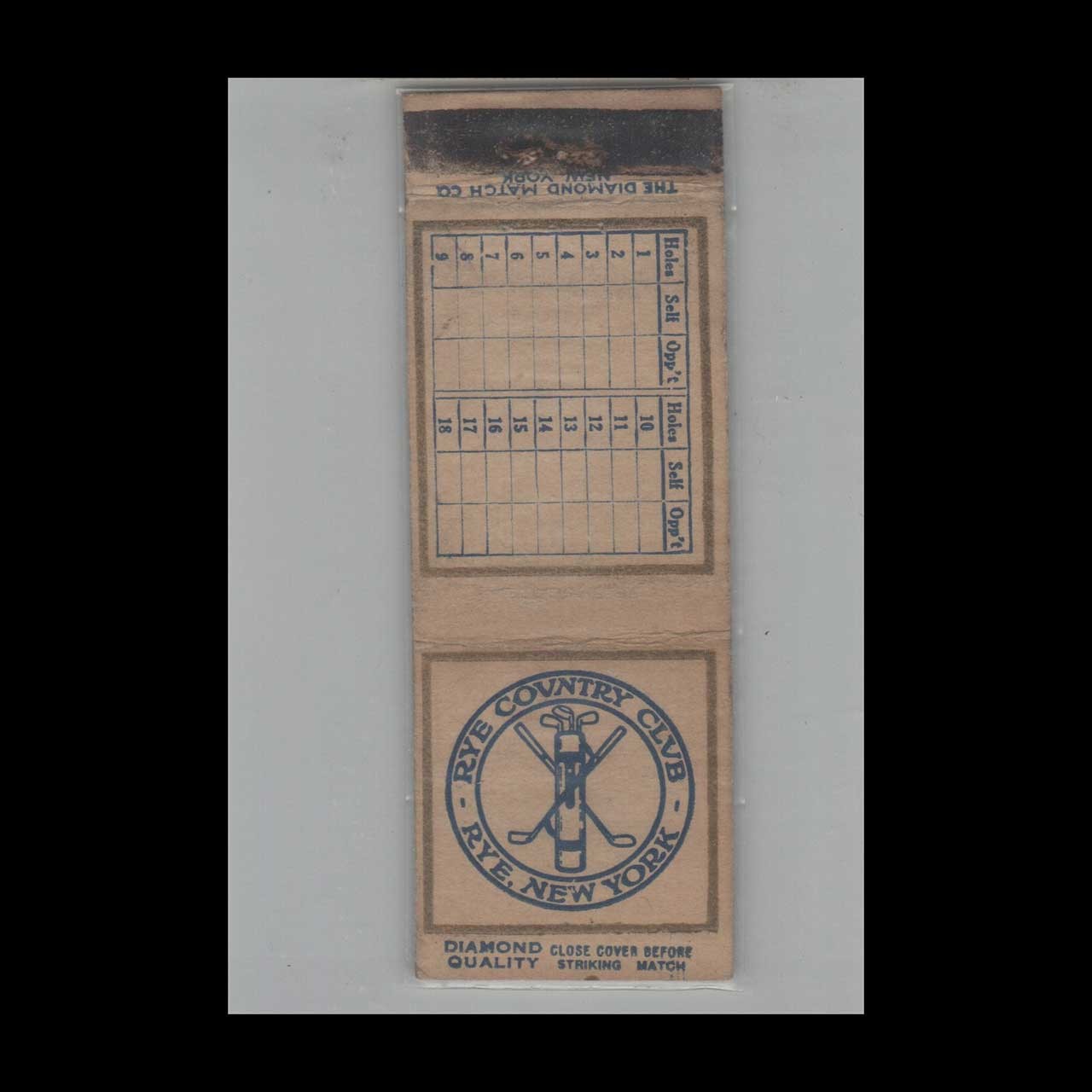 1930s Matchbook Cover Diamond Quality Rye Country Club Rye NY