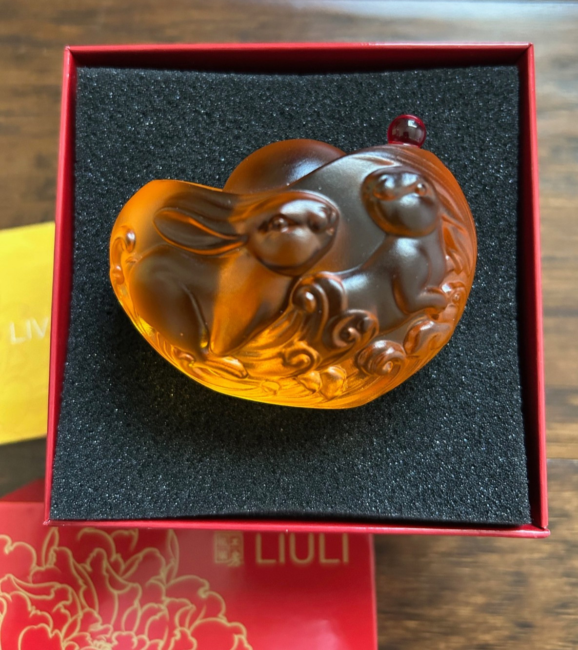Liuli Gongfang Living Crystal Lucky Rabbits display East West bank collaboration