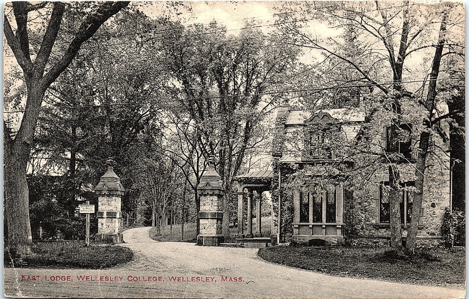 Vintage Postcard 1913 East Lodge Wellesley College Massachusetts Campus View
